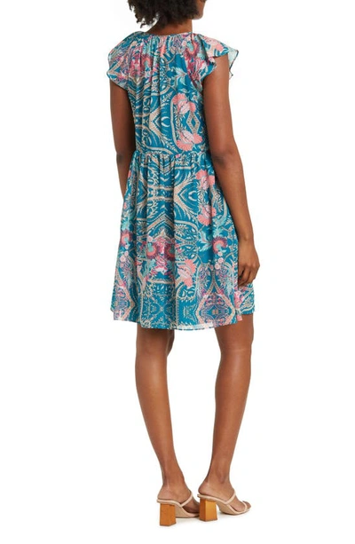 Vince Camuto Chiffon Flutter Sleeve Minidress In Teal