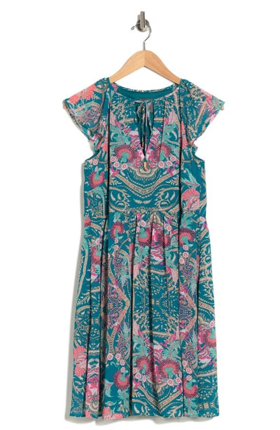 Vince Camuto Chiffon Flutter Sleeve Minidress In Teal