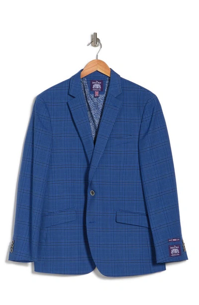 Shop Savile Row Co Blue Plaid Knit Sport Coat