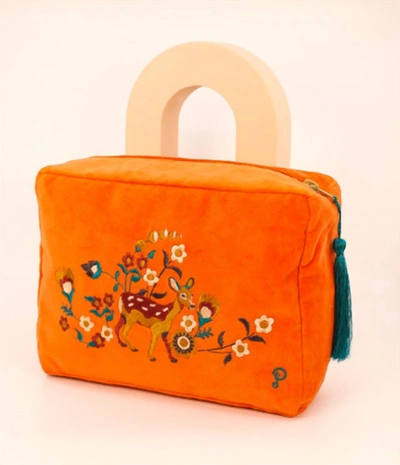 Shop Powder Velvet Wash Bag In Tangerine In Orange