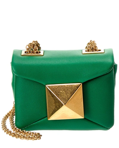 Shop Valentino One Stud Micro Leather Shoulder Bag In Green