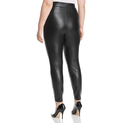 Vince Camuto Plus Womens Pleather Pull On Leggings In Black