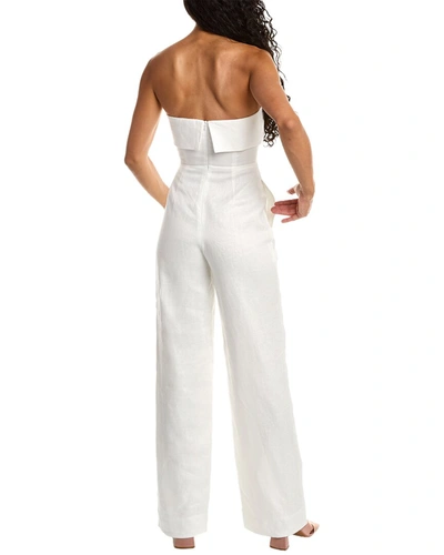 Shop Nicholas Chesa Linen Jumpsuit In White