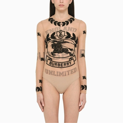Shop Burberry | Nude/black Leotard With Equestrian Knight In Beige