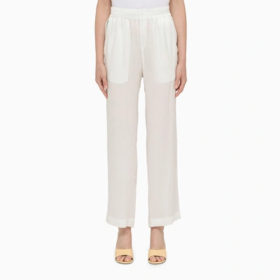 Shop Casablanca White Silk Regular Trousers