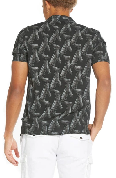 Shop Civil Society Varadero Lines Short Sleeve Button-down Shirt In Black
