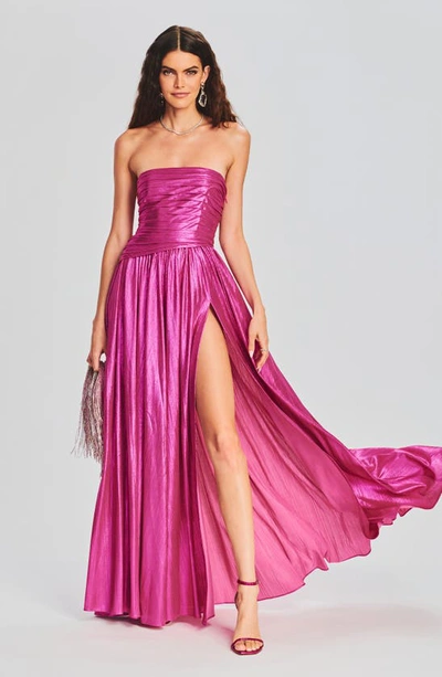 Shop Retroféte Jacie Strapless Gown In Hot Pink
