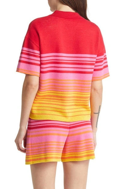 Shop Monrow Sunset Stripe Polo Sweater