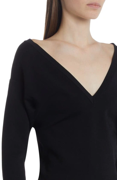 Shop Stella Mccartney V-neck Compact Knit Dress In Black