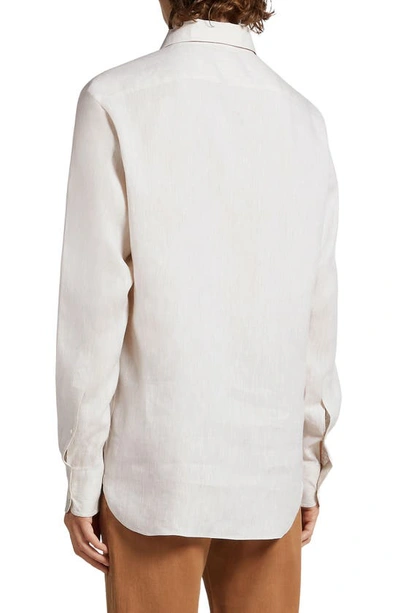 Shop Zegna Luxury Linen Button-up Shirt In Natural