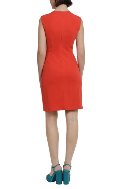 Shop Donna Morgan For Maggy Asymmetric Neck Sleeveless Sheath Dress In Aurora Red