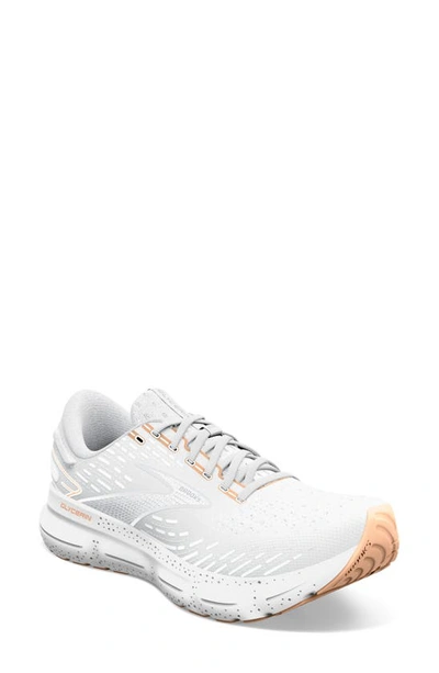 Shop Brooks Glycerin 20 Running Shoe In White/ Grey/ Peach