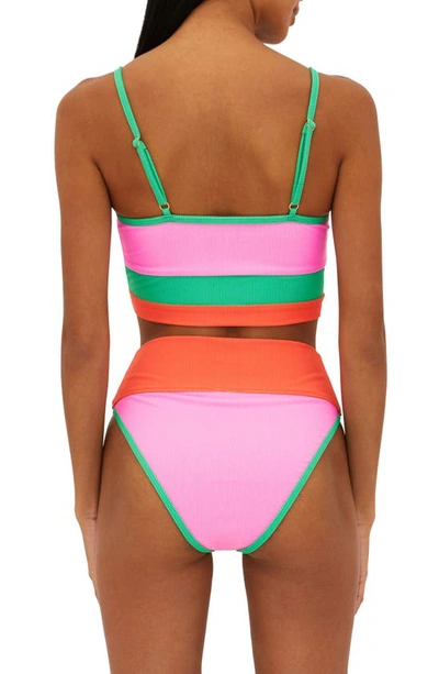 Shop Beach Riot Eva Colorblock Bikini Top In Coral Beach Colorblock