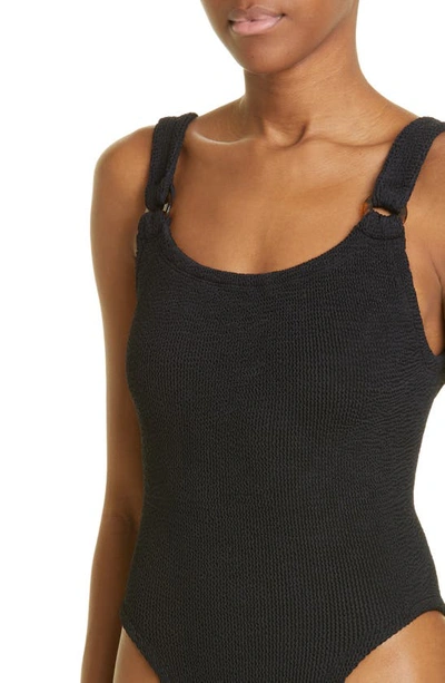 Hunza G One-piece Swimsuit With Tortoiseshell Ring Detailing In Black