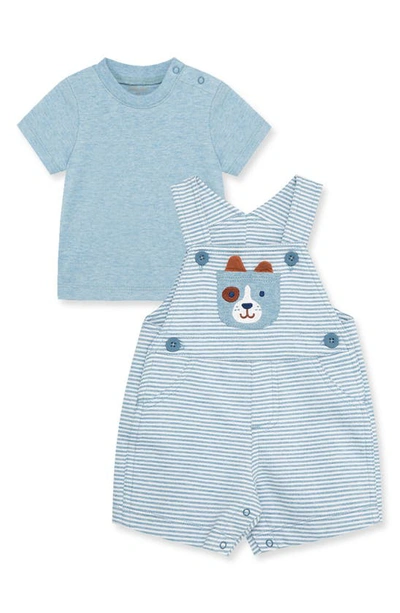 Shop Little Me Puppy Appliqué Cotton T-shirt & Shortalls Set In Blue