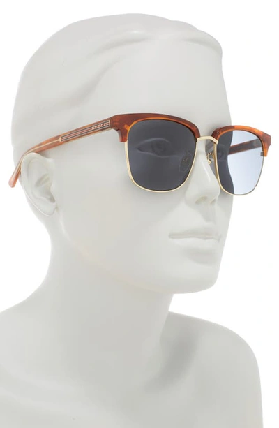 Shop Gucci 56mm Square Sunglasses In Havana Blue