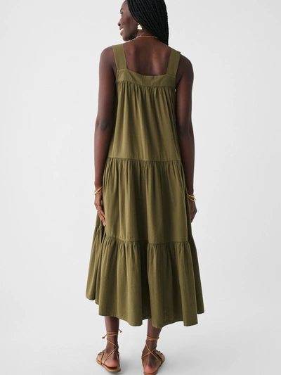 Shop Faherty Marina Seersucker Dress In Military Olive