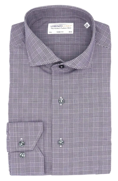 Shop Lorenzo Uomo Check Long Sleeve Slim Fit Button-up Shirt In Dark Purple