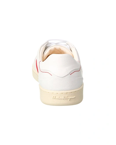 Shop Ferragamo Garda Low Leather Sneaker In White