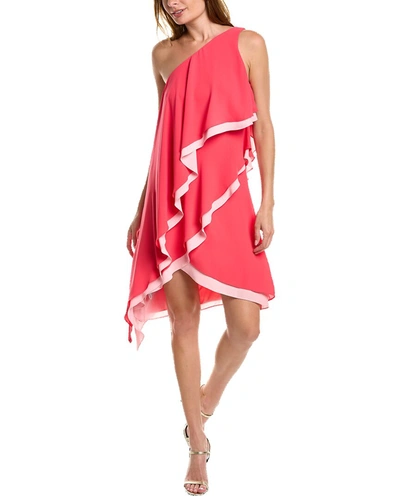 Shop Bcbgmaxazria Draped One-shoulder Mini Dress In Red
