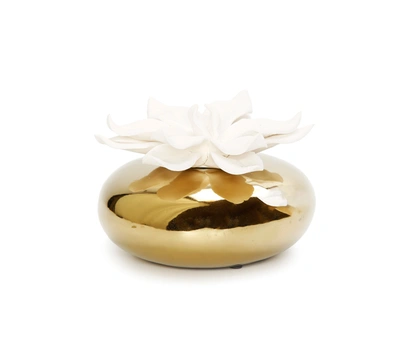 Shop Vivience Gold Circular Diffuser With Dimensional White Flower, “iris And Rose” Aroma