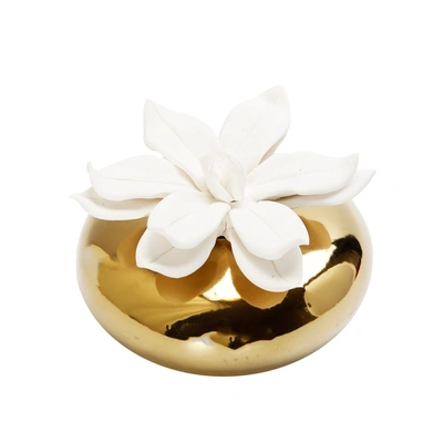 Shop Vivience Gold Circular Diffuser With Dimensional White Flower, “iris And Rose” Aroma