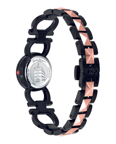 Shop Ferragamo Women's Double Gancini 25mm Quartz Watch In Black