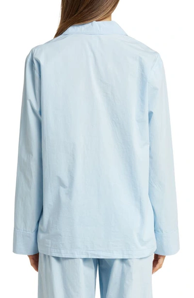 Gender Inclusive Crop Cotton Poplin Button-up Pajama Shirt In Glacier