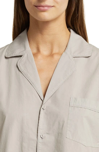 Shop Skims Cotton Poplin Button-up Pajama Shirt In Silver