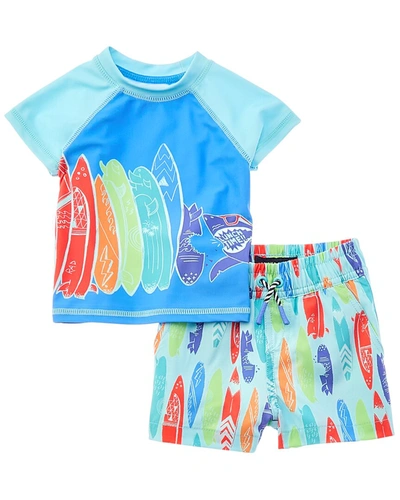 Shop Andy & Evan 2pc Rashguard & Swim Trunk Set In Blue