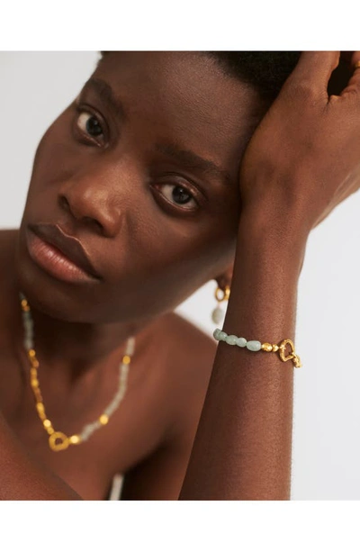 Shop Monica Vinader Keshi Pearl Bracelet In 18k Gold Vermeil/aquamarine