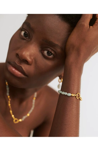 Monica Vinader Keshi Pearl Bracelet In 18k Gold Vermeil/aquamarine