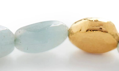 Monica Vinader Keshi Pearl Bracelet In 18k Gold Vermeil/aquamarine