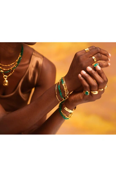 Shop Monica Vinader Keshi Pearl Bracelet In 18k Gold Vermeil/green Onyx