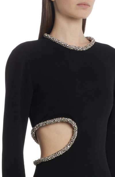 Shop Stella Mccartney Embellished Long Sleeve Cutout Gown In Black