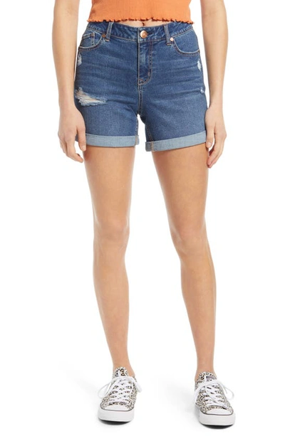 Shop 1822 Denim Distressed Roll Hem Denim Shorts In Leora