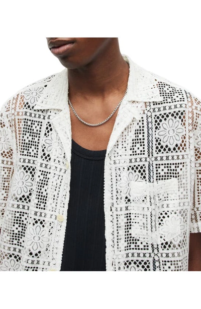 Shop Allsaints Llonga Relaxed Fit Lace Camp Shirt In Cala White