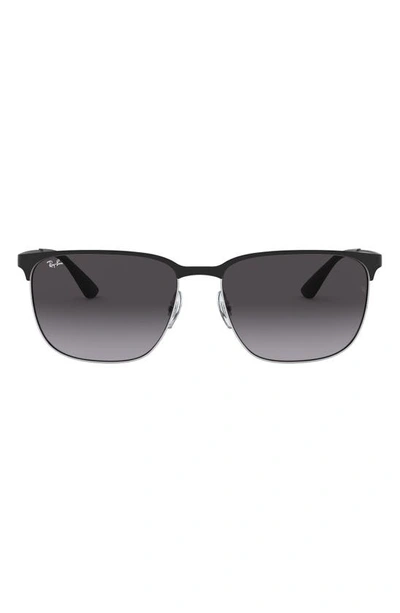 Ray Ban 59mm Gradient Square Sunglasses In Silver/ Black/ Grey Gradient