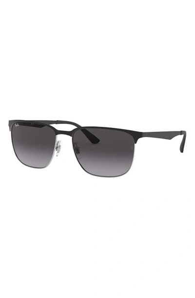Ray Ban 59mm Gradient Square Sunglasses In Silver/ Black/ Grey Gradient