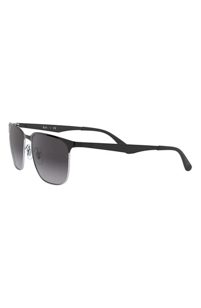 Ray Ban 59mm Gradient Square Sunglasses In Silver/ Black/ Grey Gradient