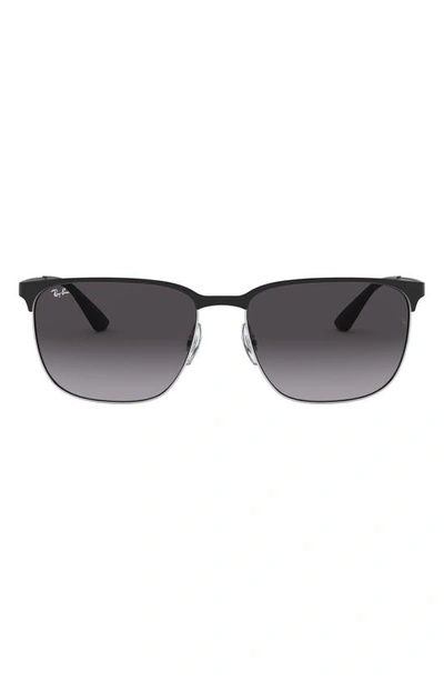 Ray Ban 59mm Gradient Square Sunglasses In Silver/ Black/ Grey Gradient