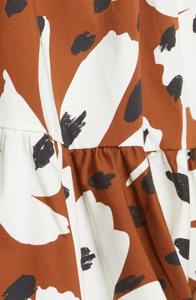 Shop Monse Floral Cutout Stretch Cotton Dress In Brown Multi