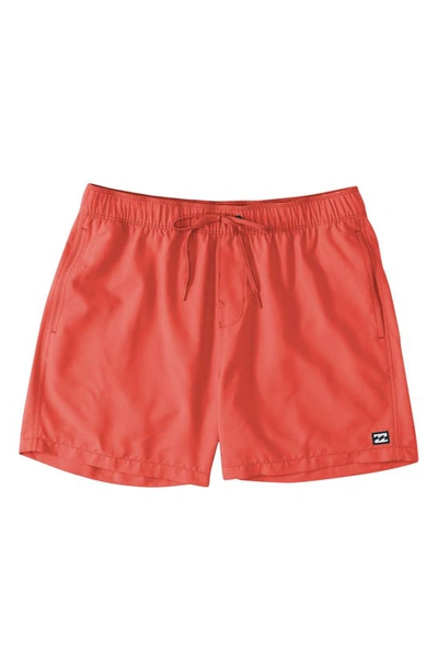 Shop Billabong All Day Layback Swim Trunks In Coral