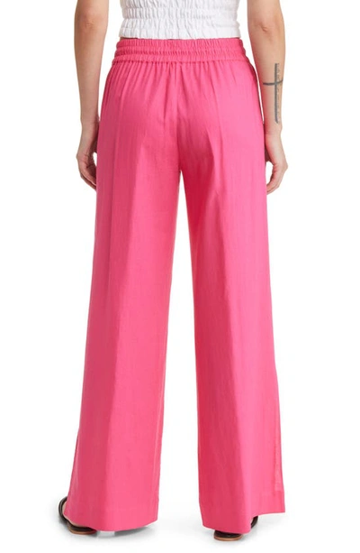 Shop Frame Drawstring Slit Hem Linen Blend Lounge Pants In Flamingo
