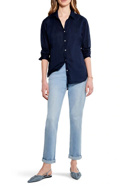 Nic + Zoe Long Sleeve Cotton Button-up Shirt In Dark Indigo