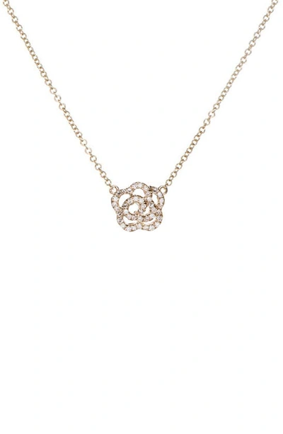 Shop Ef Collection Diamond Rose Pendant Necklace In 14k Yellow Gold