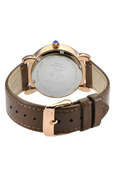 Shop Gv2 Ravenna Diamond Dial Swiss Quartz Leather Strap Watch, 37mm In Brown