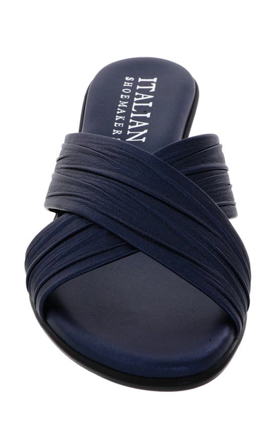 Shop Italian Shoemakers Kenny Wedge Slide Sandal In Blue Metallic
