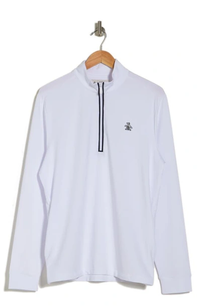 Shop Original Penguin Earl Quarter Zip Pullover In Bright White