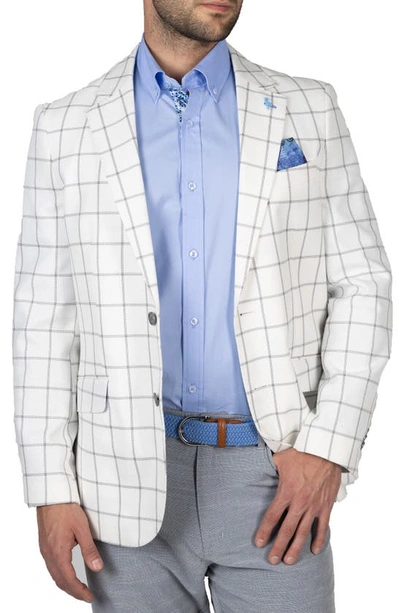 Tailorbyrd Modern Fit Classic Windowpane Sport Coat In Off White/ Charcoal